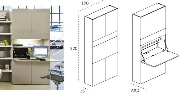 Opklapbed Nuovoliola tech C uitbreiding 2 BedHabits